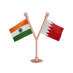 India & Bahrain Dual Car Dashboard Flag of 2in x 3in With A Plastic Base