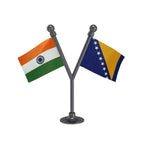 India & Bosnia & Herzegovina Dual Car Dashboard Flag of 2in x 3in With A Plastic Base
