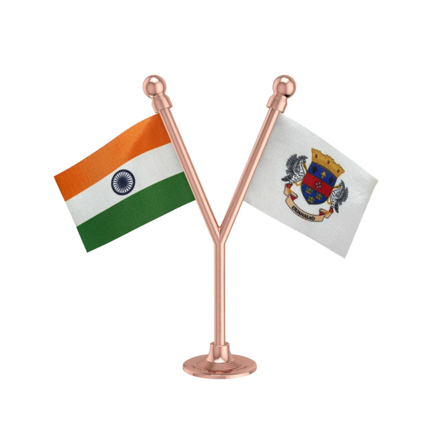 India & Saint Barthelemy Dual Car Dashboard Flag of 2in x 3in With A Plastic Base