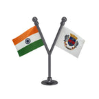 India & Saint Barthelemy Dual Car Dashboard Flag of 2in x 3in With A Plastic Base