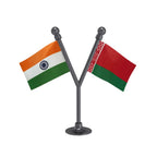 India & Belarus Dual Car Dashboard Flag of 2in x 3in With A Plastic Base