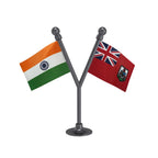 India & Bermuda Dual Car Dashboard Flag of 2in x 3in With A Plastic Base