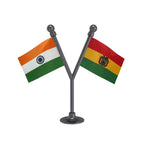 India & Bolivia Dual Car Dashboard Flag of 2in x 3in With A Plastic Base