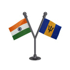 India & Barbados Dual Car Dashboard Flag of 2in x 3in With A Plastic Base