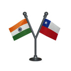 India & Chile Dual Car Dashboard Flag of 2in x 3in With A Plastic Base