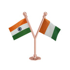 India & Côte d'Ivoire Dual Car Dashboard Flag of 2in x 3in With A Plastic Base