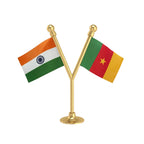 India & Cameroon Dual Car Dashboard Flag of 2in x 3in With A Plastic Base