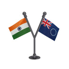 India & Cook Islands Dual Car Dashboard Flag of 2in x 3in With A Plastic Base