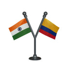 India & Colombia Dual Car Dashboard Flag of 2in x 3in With A Plastic Base