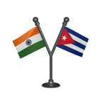India & Cuba Dual Car Dashboard Flag of 2in x 3in With A Plastic Base