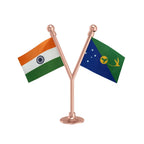 India & Christmas Island Dual Car Dashboard Flag of 2in x 3in With A Plastic Base