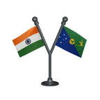 India & Christmas Island Dual Car Dashboard Flag of 2in x 3in With A Plastic Base
