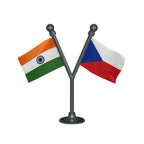 India & Czech Republic Dual Car Dashboard Flag of 2in x 3in With A Plastic Base
