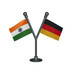 India & Germany Dual Car Dashboard Flag of 2in x 3in With A Plastic Base