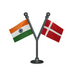 India & Denmark Dual Car Dashboard Flag of 2in x 3in With A Plastic Base