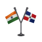 India & Dominican Republic Dual Car Dashboard Flag of 2in x 3in With A Plastic Base