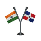 India & Dominican Republic Dual Car Dashboard Flag of 2in x 3in With A Plastic Base