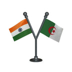 India & Algeria Dual Car Dashboard Flag of 2in x 3in With A Plastic Base