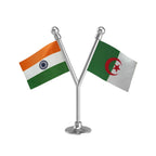 India & Algeria Dual Car Dashboard Flag of 2in x 3in With A Plastic Base