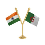 India & Algeria Dual Car Dashboard Flag of 2in x 3in With A Plastic Base