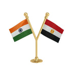 India & Egypt Dual Car Dashboard Flag of 2in x 3in With A Plastic Base
