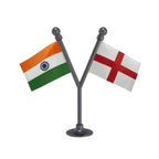 India & England Dual Car Dashboard Flag of 2in x 3in With A Plastic Base