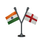 India & England Dual Car Dashboard Flag of 2in x 3in With A Plastic Base