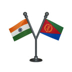 India & Eritrea Dual Car Dashboard Flag of 2in x 3in With A Plastic Base
