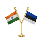 India & Estonia Dual Car Dashboard Flag of 2in x 3in With A Plastic Base