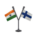 India & Finland Dual Car Dashboard Flag of 2in x 3in With A Plastic Base