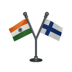 India & Finland Dual Car Dashboard Flag of 2in x 3in With A Plastic Base