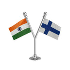 India & Finland Dual Car Dashboard Flag of 2in x 3in With A Plastic Base