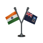 India & Falkland Islands (Malvinas) Dual Car Dashboard Flag of 2in x 3in With A Plastic Base