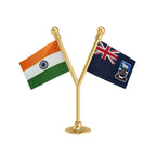 India & Falkland Islands (Malvinas) Dual Car Dashboard Flag of 2in x 3in With A Plastic Base