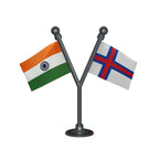 India & Faroe Islands Dual Car Dashboard Flag of 2in x 3in With A Plastic Base