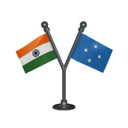 India &  Micronesia Dual Car Dashboard Flag of 2in x 3in With A Plastic Base
