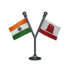 India & Gibraltar Dual Car Dashboard Flag of 2in x 3in With A Plastic Base