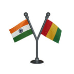 India & Guadeloupe Dual Car Dashboard Flag of 2in x 3in With A Plastic Base