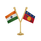 India & Guadeloupe Dual Car Dashboard Flag of 2in x 3in With A Plastic Base