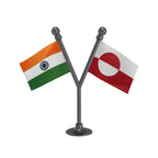 India & Greenland Dual Car Dashboard Flag of 2in x 3in With A Plastic Base