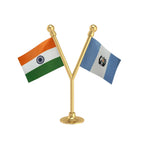 India & Guatemala Dual Car Dashboard Flag of 2in x 3in With A Plastic Base