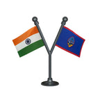 India & Guam Dual Car Dashboard Flag of 2in x 3in With A Plastic Base