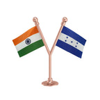 India & Honduras Dual Car Dashboard Flag of 2in x 3in With A Plastic Base