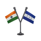 India & Honduras Dual Car Dashboard Flag of 2in x 3in With A Plastic Base