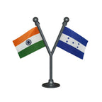 India & Honduras Dual Car Dashboard Flag of 2in x 3in With A Plastic Base