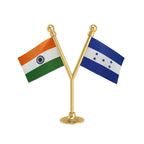 India & Honduras Dual Car Dashboard Flag of 2in x 3in With A Plastic Base