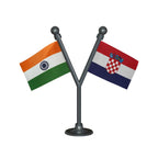 India &  Croatia Dual Car Dashboard Flag of 2in x 3in With A Plastic Base