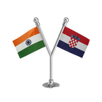 India &  Croatia Dual Car Dashboard Flag of 2in x 3in With A Plastic Base