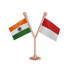 India & Indonesia Dual Car Dashboard Flag of 2in x 3in With A Plastic Base