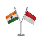 India & Indonesia Dual Car Dashboard Flag of 2in x 3in With A Plastic Base